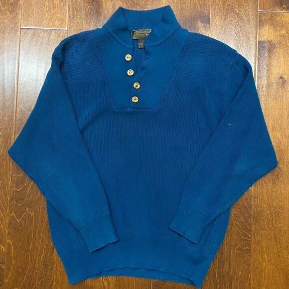 Eddie Bauer Outfitters Vintage Henley Marina Green Pullover Sweater Men's Large - Picture 3 of 6